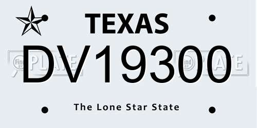 DV19300 Texas License Plate