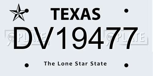DV19477 Texas License Plate