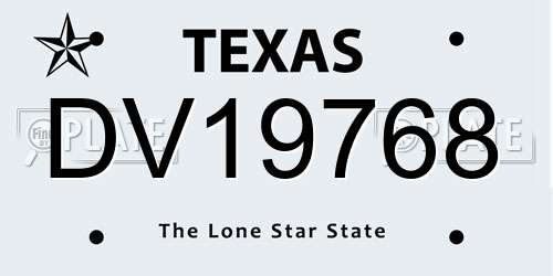 DV19768 Texas License Plate
