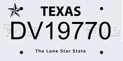 DV19770 Texas License Plate