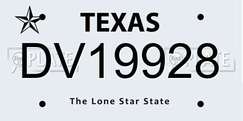 DV19928 Texas License Plate