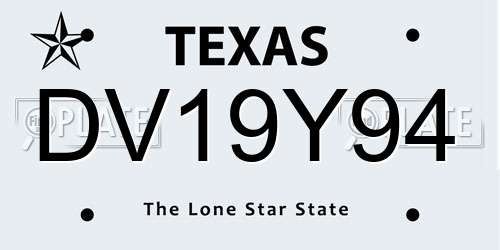 DV19Y94 Texas License Plate