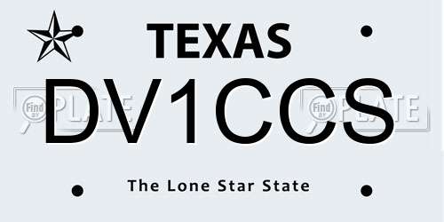 DV1CCS Texas License Plate