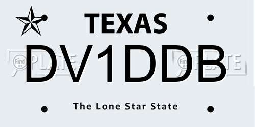 DV1DDB Texas License Plate