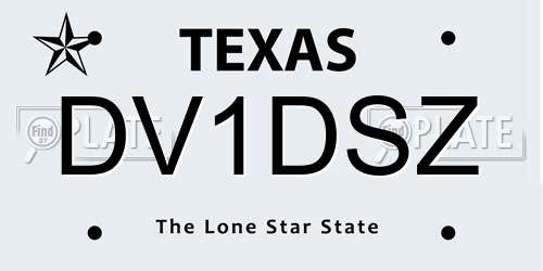 DV1DSZ Texas License Plate