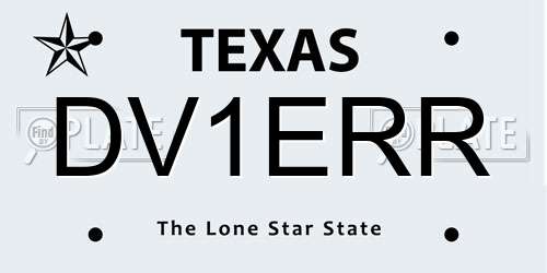 DV1ERR Texas License Plate