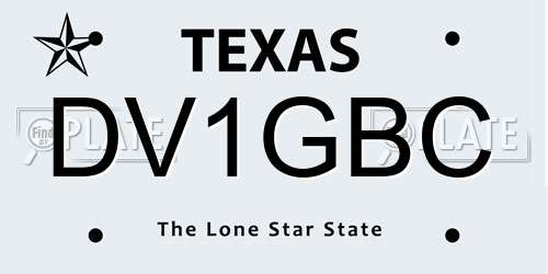 DV1GBC Texas License Plate