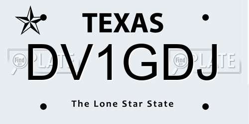 DV1GDJ Texas License Plate