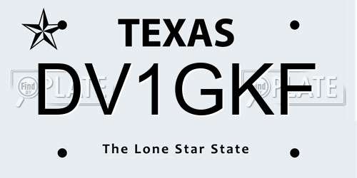 DV1GKF Texas License Plate