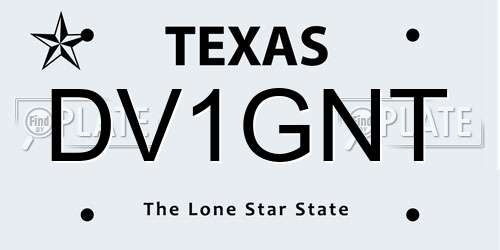 DV1GNT Texas License Plate