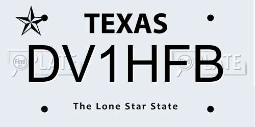 DV1HFB Texas License Plate