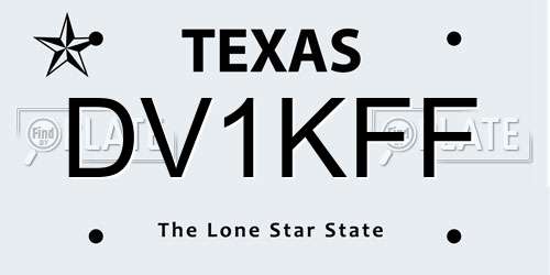 DV1KFF Texas License Plate