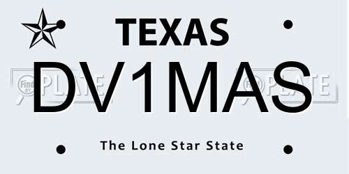 DV1MAS Texas License Plate