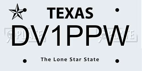 DV1PPW Texas License Plate