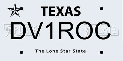 DV1ROC Texas License Plate