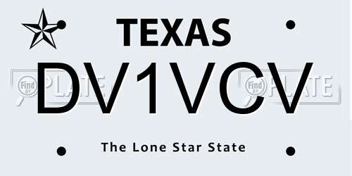 DV1VCV Texas License Plate