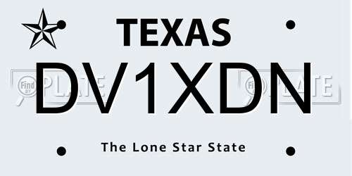 DV1XDN Texas License Plate