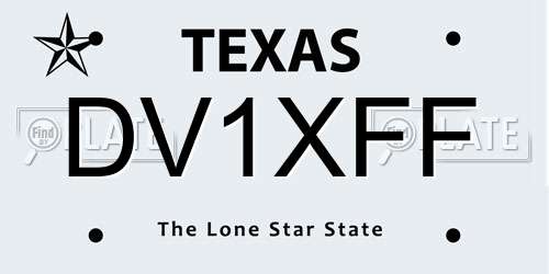 DV1XFF Texas License Plate