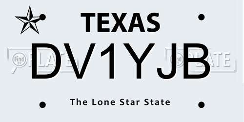 DV1YJB Texas License Plate