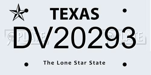 DV20293 Texas License Plate