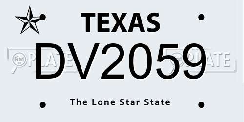 DV2059 Texas License Plate