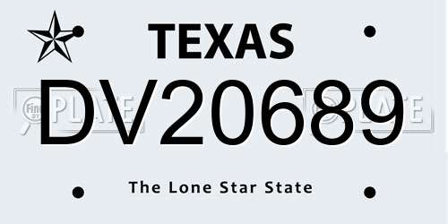 DV20689 Texas License Plate