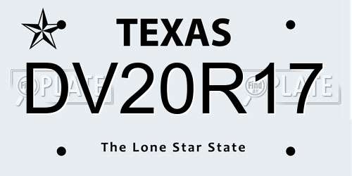 DV20R17 Texas License Plate
