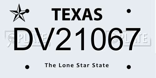 DV21067 Texas License Plate