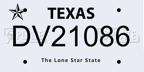 DV21086 Texas License Plate
