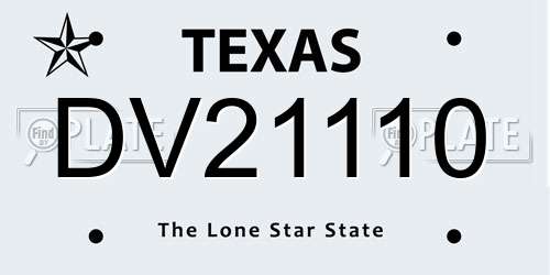 DV21110 Texas License Plate