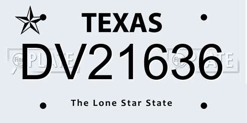 DV21636 Texas License Plate