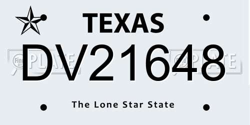 DV21648 Texas License Plate