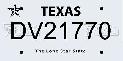 DV21770 Texas License Plate