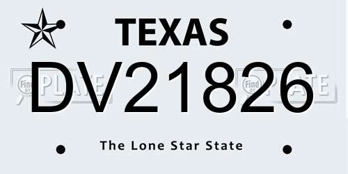 DV21826 Texas License Plate