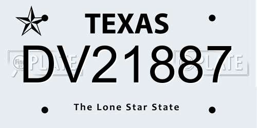 DV21887 Texas License Plate