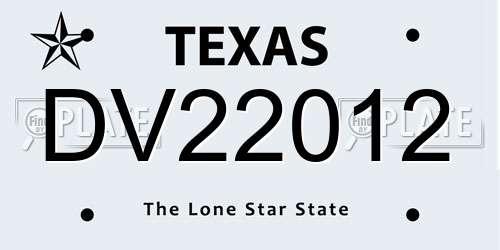 DV22012 Texas License Plate
