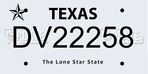 DV22258 Texas License Plate