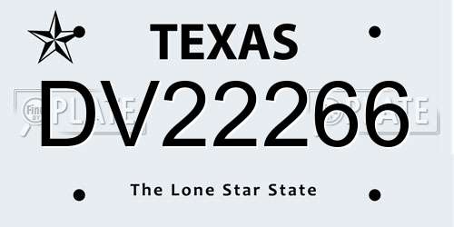 DV22266 Texas License Plate