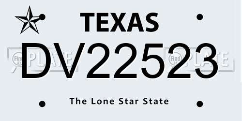 DV22523 Texas License Plate