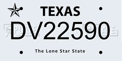 DV22590 Texas License Plate