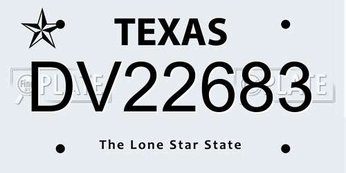 DV22683 Texas License Plate