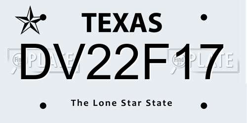 DV22F17 Texas License Plate