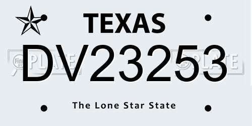 DV23253 Texas License Plate