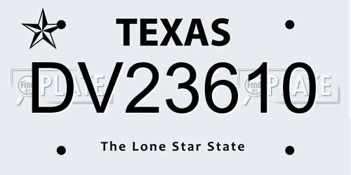DV23610 Texas License Plate