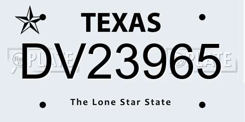 DV23965 Texas License Plate