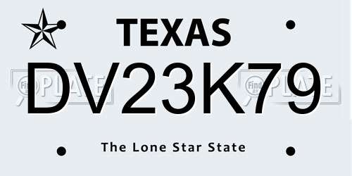 DV23K79 Texas License Plate