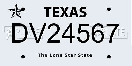DV24567 Texas License Plate