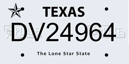 DV24964 Texas License Plate