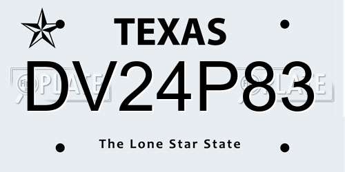 DV24P83 Texas License Plate