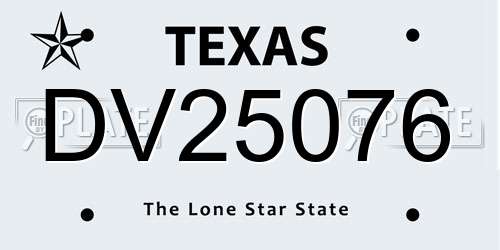DV25076 Texas License Plate